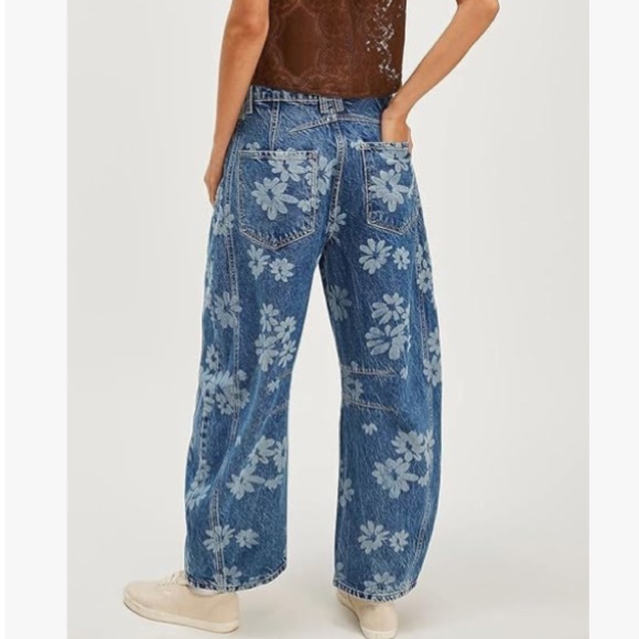 NWT Boho Floral Printed Jeans - Dk Blue - Picture 4 of 5